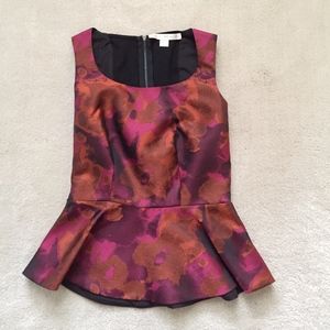 purple/pink/orange peplum top sz 0